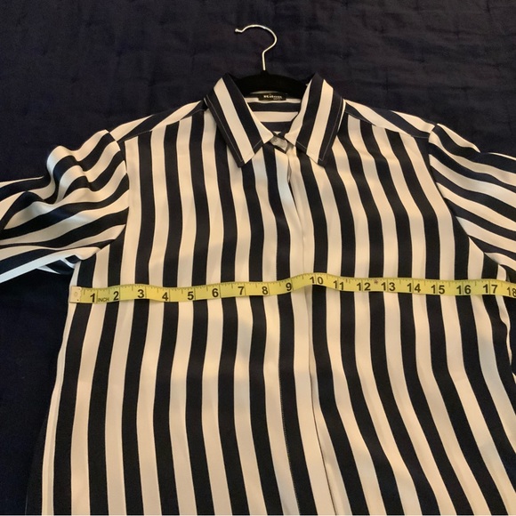 KITON 100% Silk Navy/Ivory Striped Blouse - Picture 10 of 13